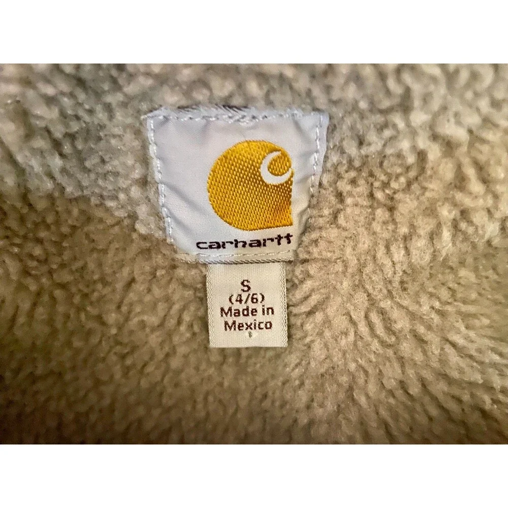 VTG Carhartt Vest WV001 454 Coastline Green Small Sherpa Lined Full Zip Blue - Picture 4 of 6